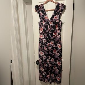 Gorgeous silky printed jumpsuit with flutter sleeves